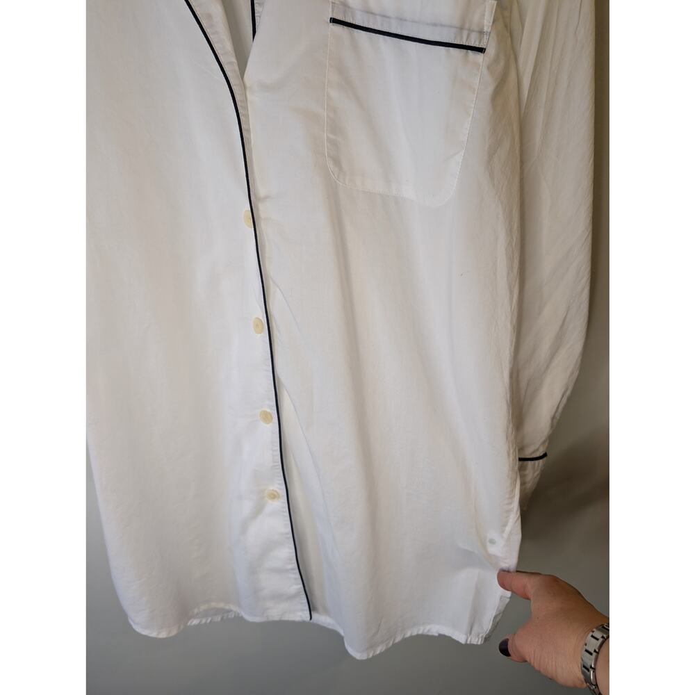 J.Crew Re-Imagined White Navy Piping End-on-End Sleep Shirt Nightgown NWT Small - Picture 6 of 10